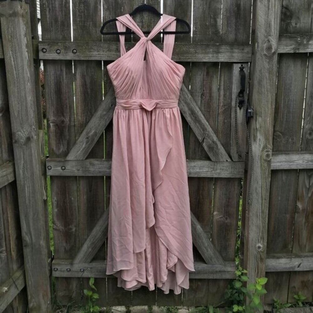 Jjs House Halter Chiffon Bridesmaid Dress High Low Dusty Rose